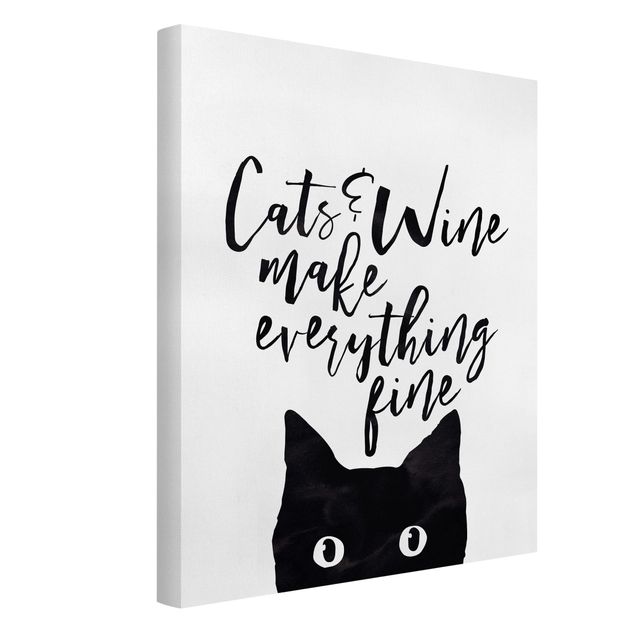 Stampe su tela animali Gatti e vino fanno bene a tutto