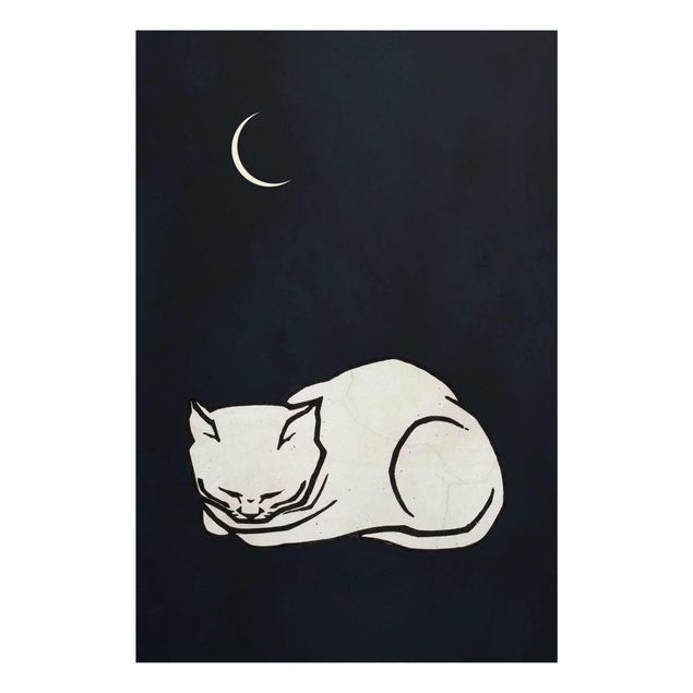 Quadro in vetro - Illustrazione di gatto che dorme  - Verticale 3:2