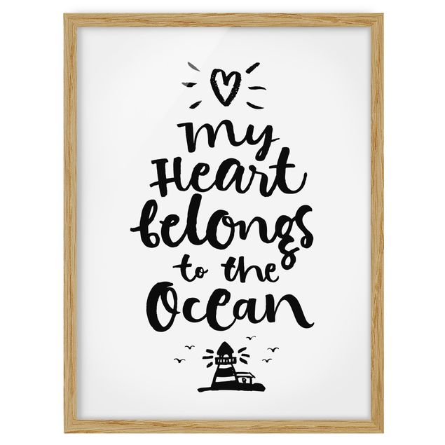 Poster con cornice - My Heart Belongs To The Ocean - Verticale 4:3