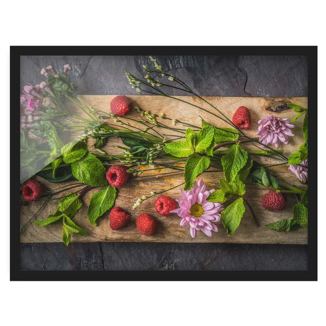 Poster con cornice - Flowers Raspberry Mint - Orizzontale 3:4