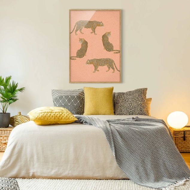 Poster con cornice - Illustrazione Leopard Rosa Pittura - Verticale 4:3