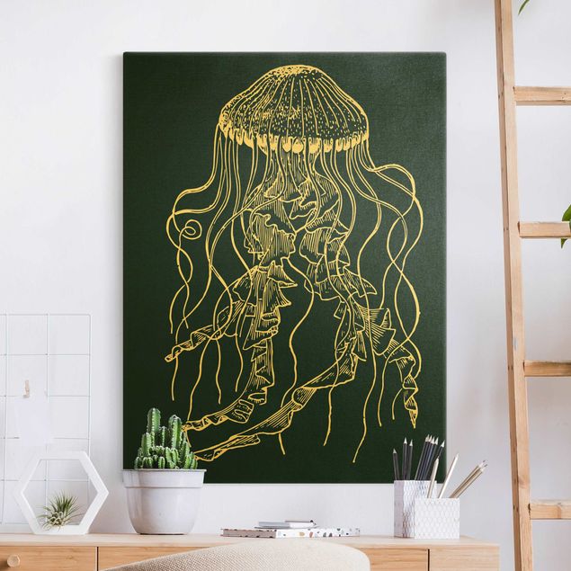 quadri con animali Illustrazione Medusa danzante su nero
