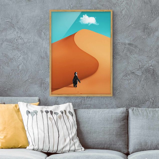 Poster con cornice - Deserto Con Penguin - Verticale 4:3