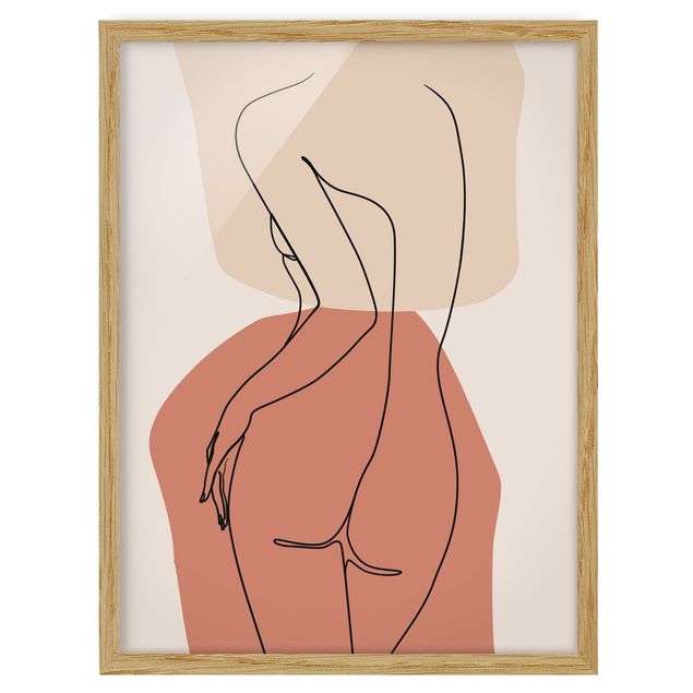 Poster con cornice - Line Art Woman Back Brown - Verticale 4:3