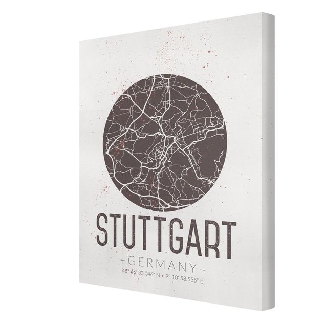 Stampa su tela - Stuttgart City Map - Retro - Verticale 3:4