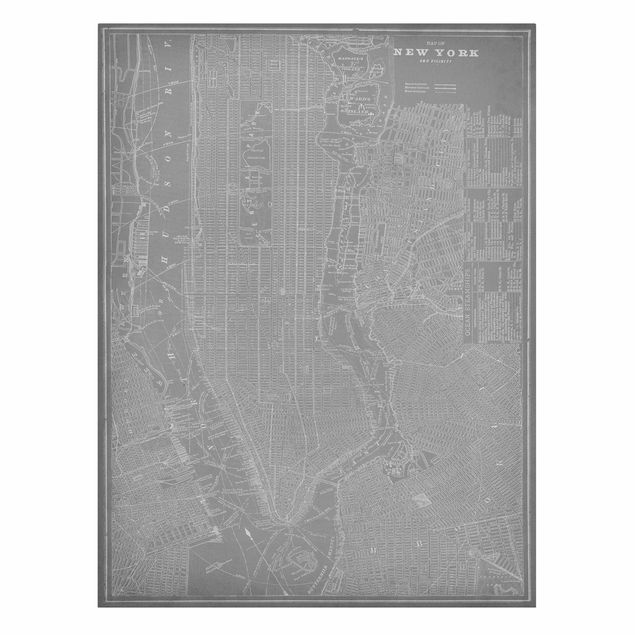 Quadri su tela Mappa vintage New York Manhattan