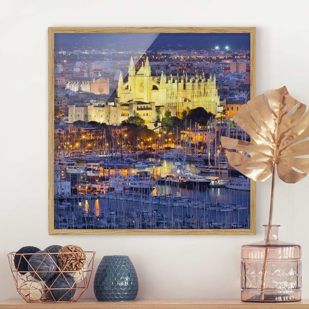 Poster con cornice - Palma De Mallorca City Skyline And Harbor - Quadrato 1:1