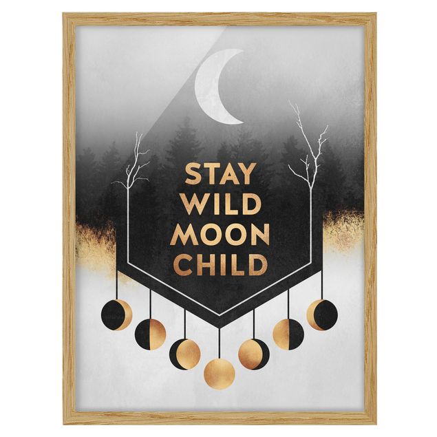 Poster con cornice - Rimanere selvaggio Moon Child - Verticale 4:3