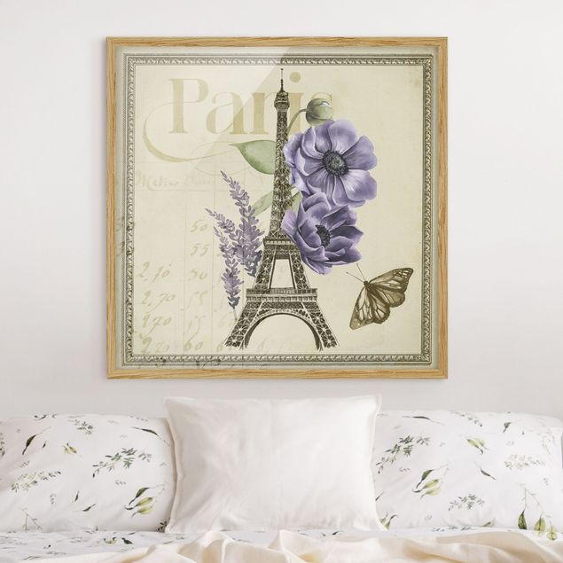 Poster con cornice - Paris Collage Eiffel Tower - Quadrato 1:1