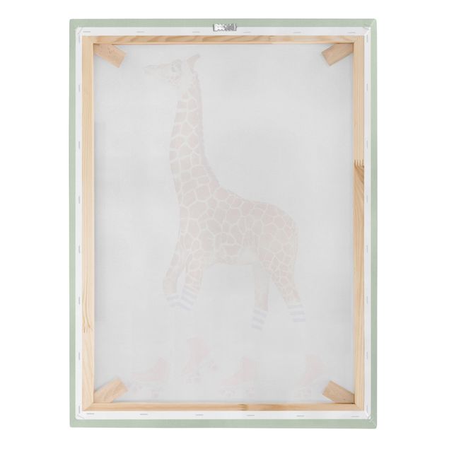 Quadri su tela - Giraffa con Pattini a Rotelle