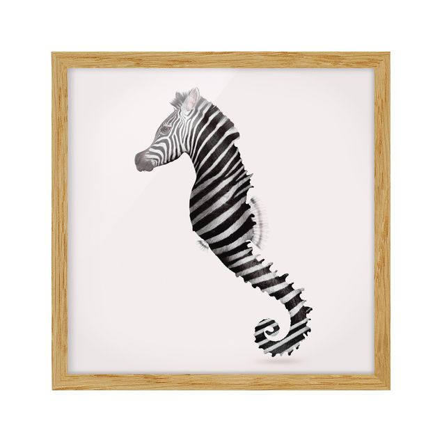 Poster con cornice - Seahorse Con Zebra Stripes - Quadrato 1:1