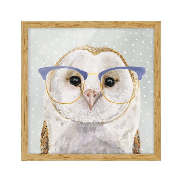 Poster con cornice - Animals With Glasses - Owl - Quadrato 1:1