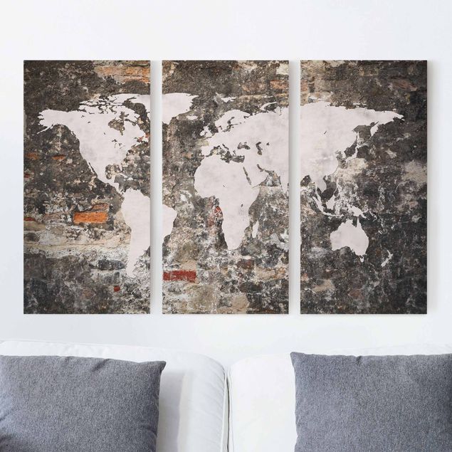 Mappamondo su tela Vecchia mappa del mondo a parete