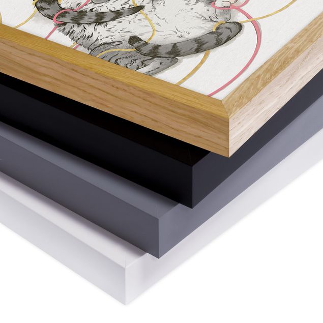 Poster con cornice - Illustrazione Grey Cat Pittura - Verticale 4:3