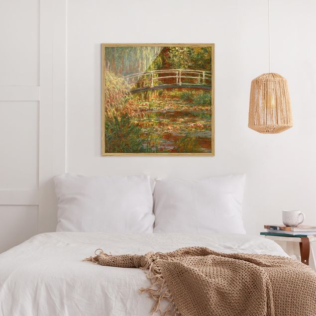 Poster con cornice - Claude Monet - Lo stagno delle ninfee e Ponte giapponese (Armonia in rosa) - Quadrato 1:1
