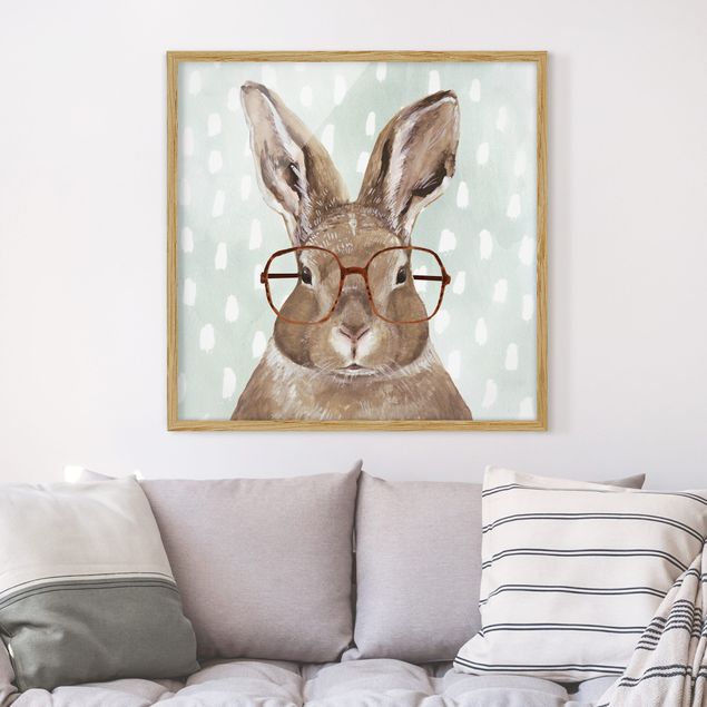 Poster con cornice - Animals With Glasses - Rabbit - Quadrato 1:1