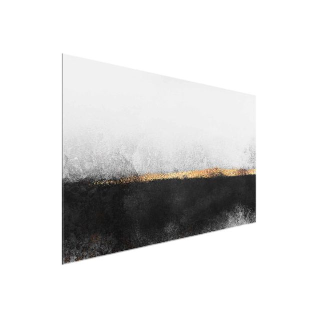 Lavagna magnetica vetro Orizzonte astratto dorato in bianco e nero