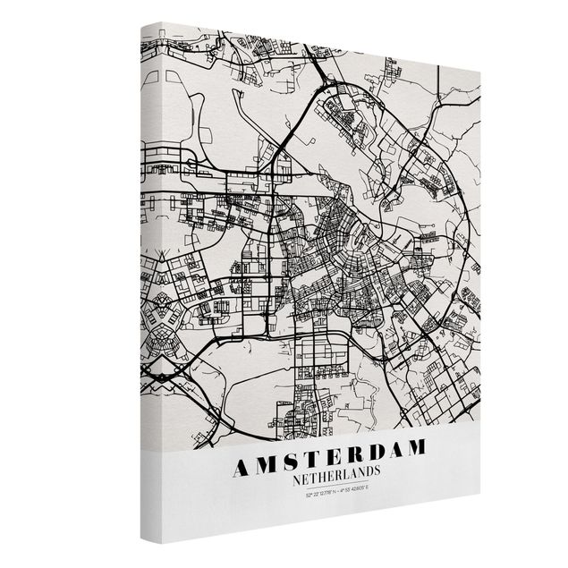 Quadri moderni per soggiorno Mappa della città di Amsterdam - Classica