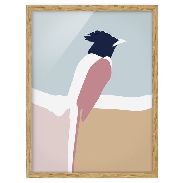 Poster con cornice - Line Art Uccello Pastello - Verticale 4:3