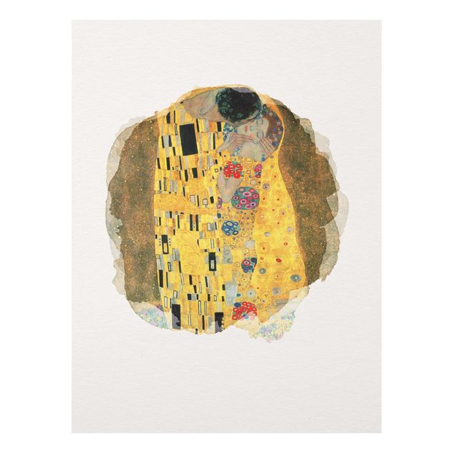 Quadro in vetro - Acquarelli - Gustav Klimt - The Kiss - Verticale 4:3