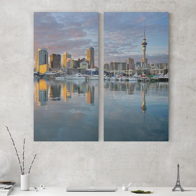 Stampa su tela città Tramonto sullo Skyline di Auckland