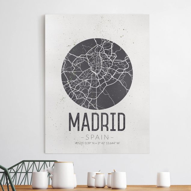 Tele bianco e nero Mappa di Madrid - Retrò