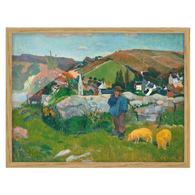 Poster con cornice - Paul Gauguin - The Swineherd - Orizzontale 3:4