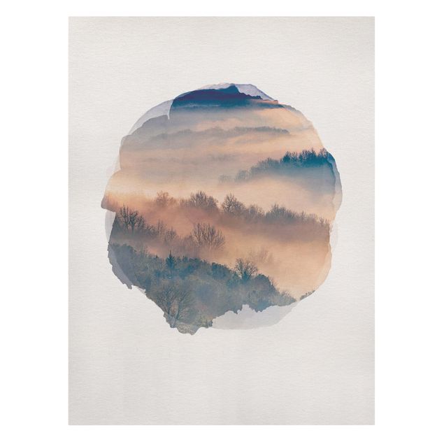 Quadri su tela Acquerelli - Nebbia al tramonto
