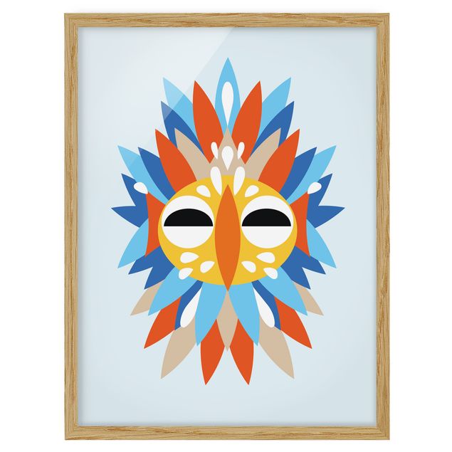 Poster con cornice - Collage Mask Ethnic - Parrot - Verticale 4:3
