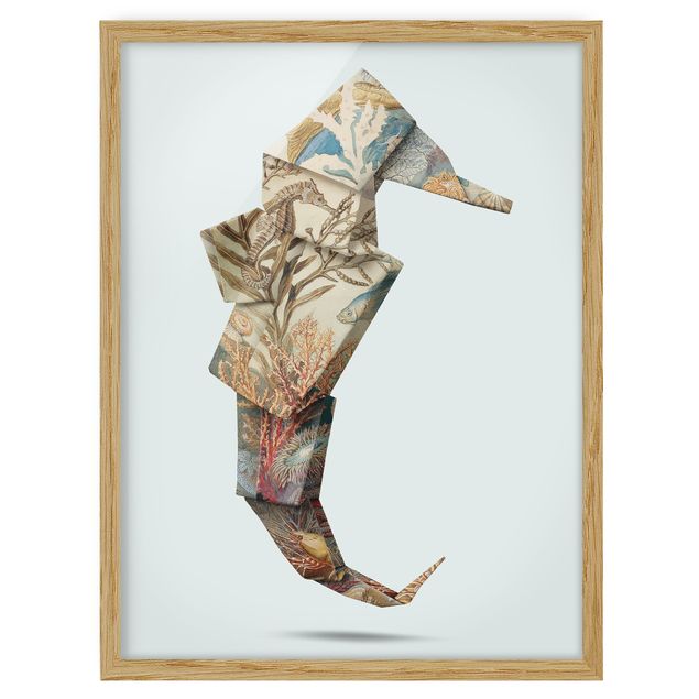 Poster con cornice - origami Seahorse - Verticale 4:3