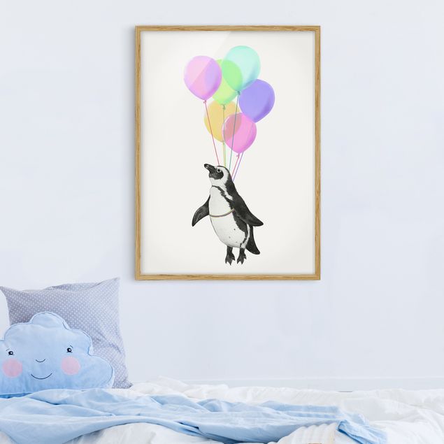 quadri con animali Illustrazione - Pinguino Palloncini Pastello