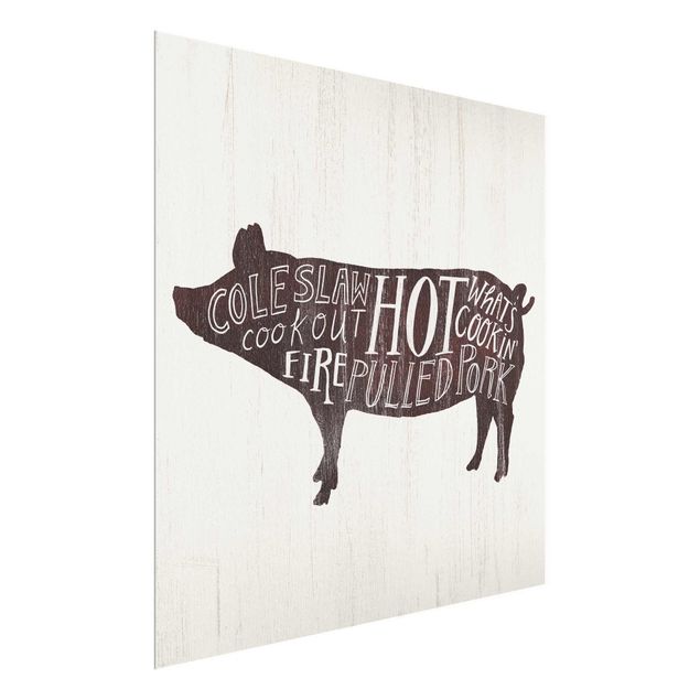 Quadro in vetro - Farm BBQ - Pig - Quadrato 1:1