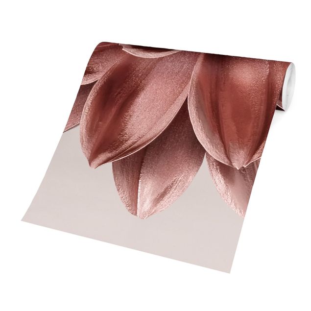Carta da parati - Dettaglio di dalia in oro rosa metallico