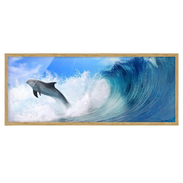Poster con cornice - Giocare Delfini - Panorama formato orizzontale
