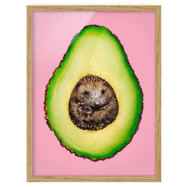 Poster con cornice - Avocado Con Hedgehog - Verticale 4:3