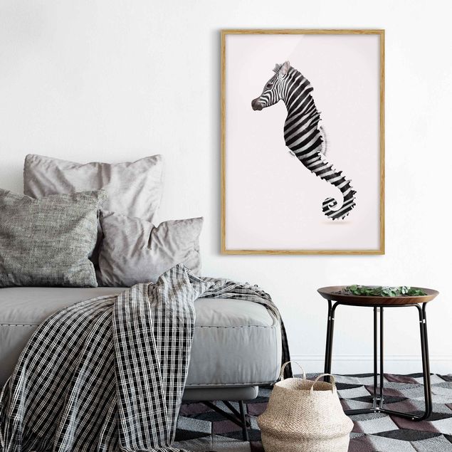 Poster con cornice - Seahorse Con Zebra Stripes - Verticale 4:3