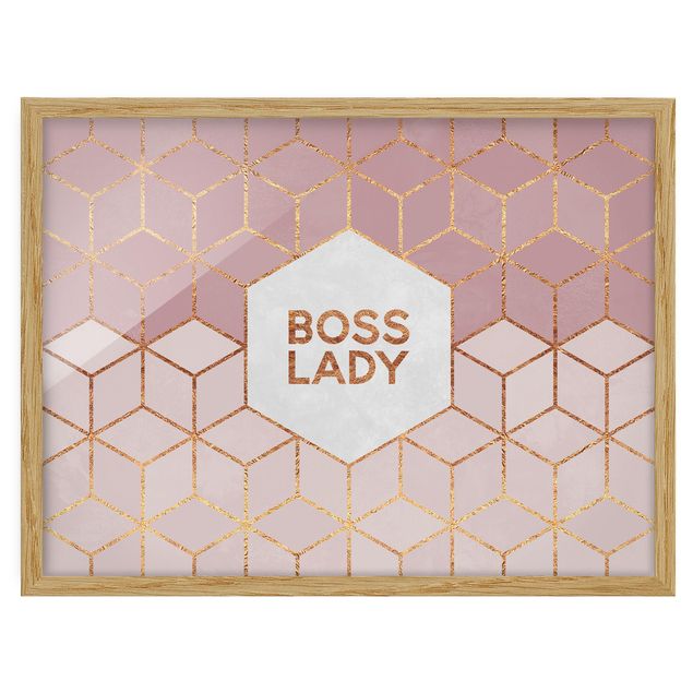 Poster con cornice - Boss Pink Lady esagoni - Orizzontale 3:4