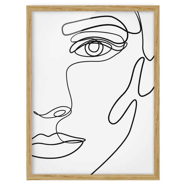 Poster con cornice - Line art ritratto Donna Bianco e nero - Verticale 4:3