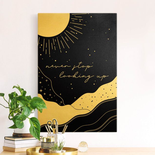 Stampa su tela oro Paesaggio stellato - Non smettere mai di guardare in alto