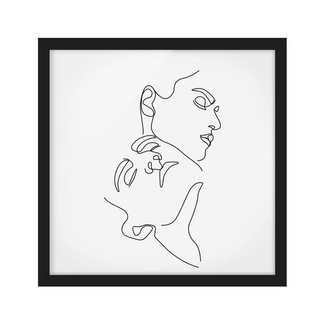 Poster con cornice - Line Art Women Faces Bianco - Quadrato 1:1