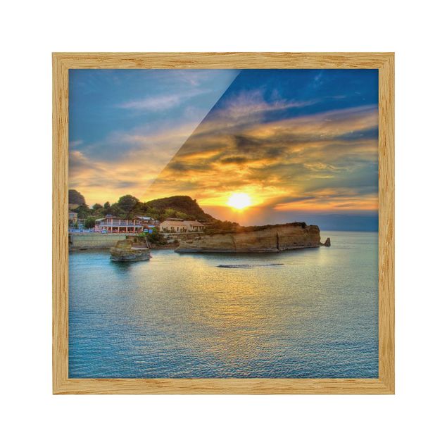 Poster con cornice - Sunset Over Corfu - Quadrato 1:1