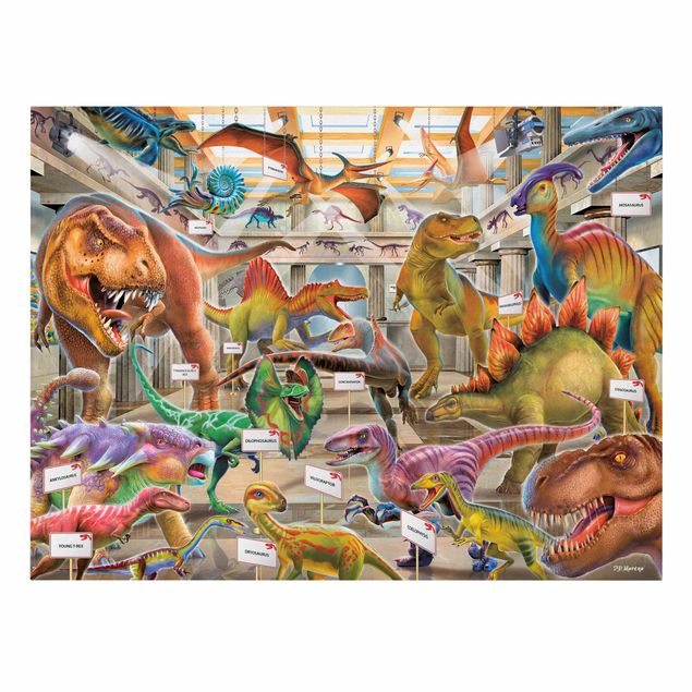 Quadro su tela - Dinosauri nel museo di storia naturale