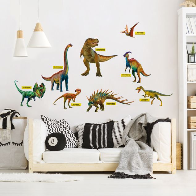 Adesivo murale - Dinosauro Set con badge del nome