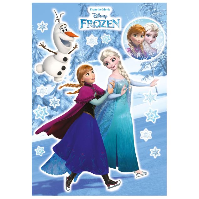 Adesivo murale per bambini  - Frozen il regno di ghiaccio- Anna e Elsa