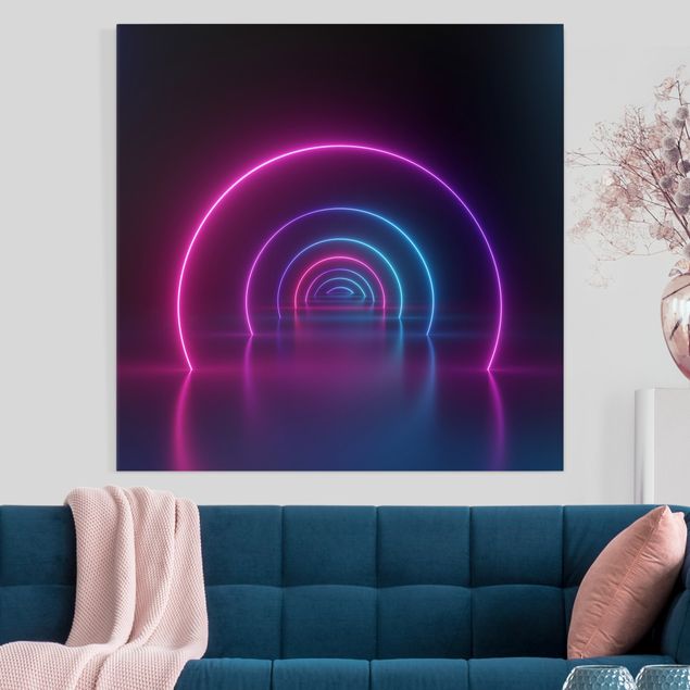Quadri moderni per soggiorno Archi al neon tridimensionali