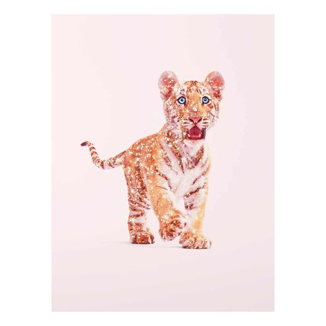 Quadro in vetro - Tiger con glitter - Verticale 4:3