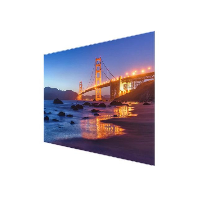 Quadro in vetro - Golden Gate Bridge all'alba