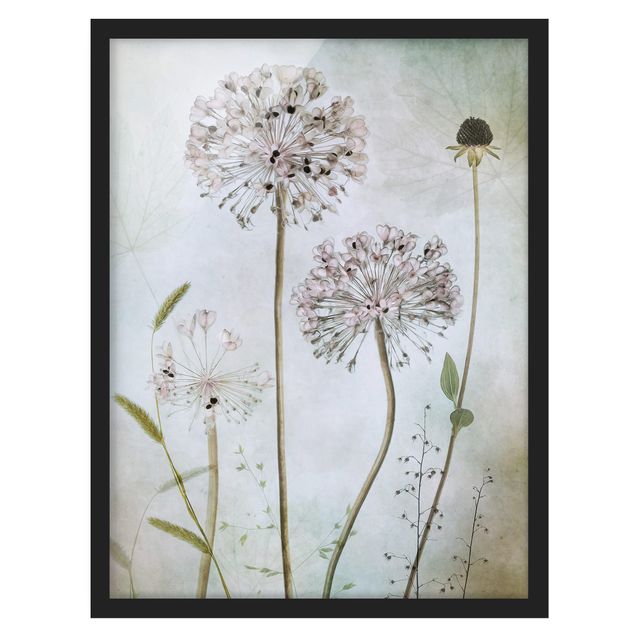 Poster con cornice - Leek Flowers In pastello - Verticale 4:3