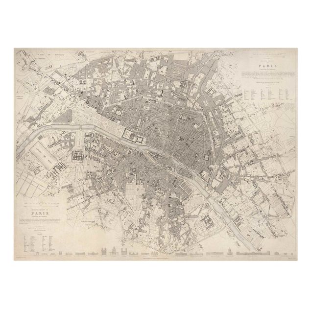 Stampe su tela Mappa vintage Parigi