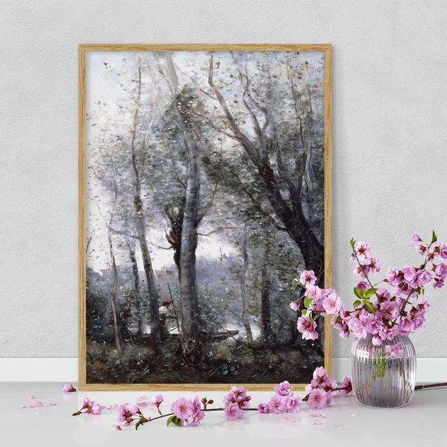 Jean-Baptiste Camille Corot quadri Jean-Baptiste Camille Corot - Barcaiolo che passa dietro gli alberi della spiaggia